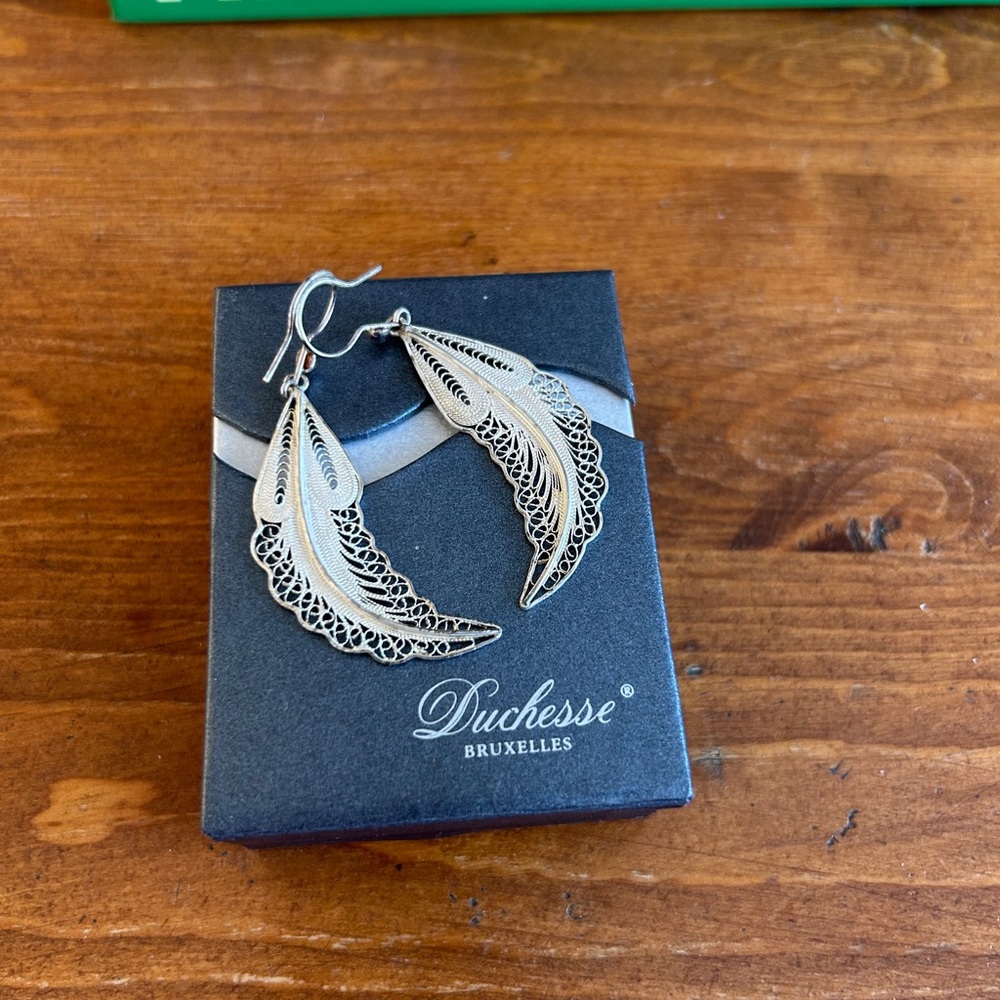 Silver 925 Filigree Leaf Drop Earrings - Elegant Women’s Jewelry